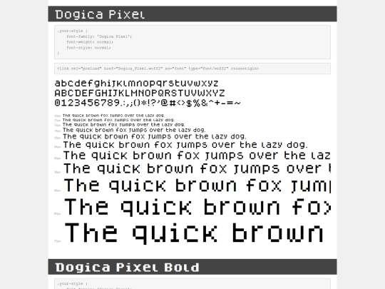 dogica-pixel/demo screenshot