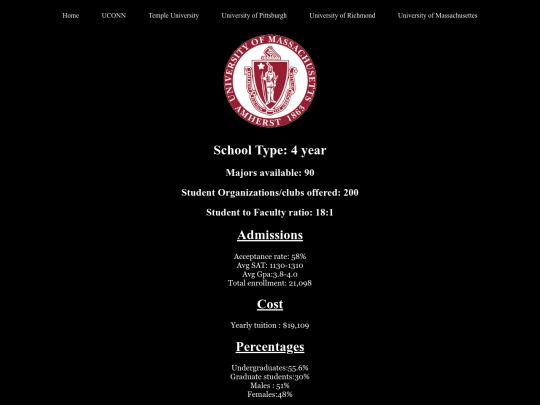 College/UMASS screenshot