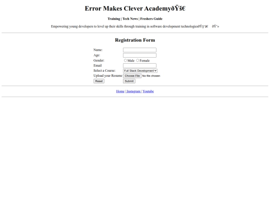 frontend course registration/fregister screenshot