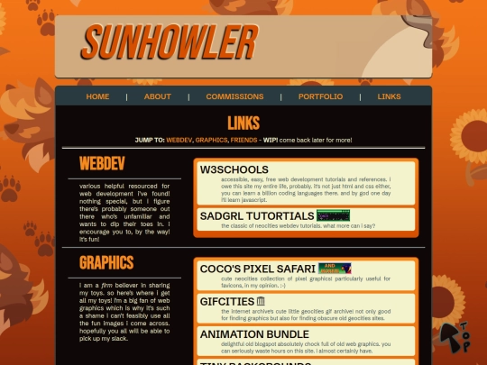 links screenshot