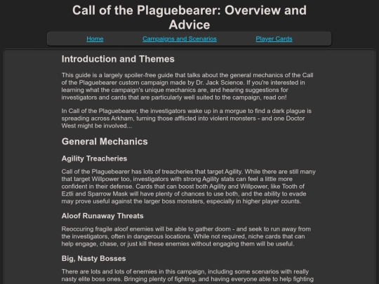 campaigns/callofplaguebearer/callofplaguebearer_advice screenshot