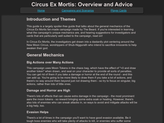 campaigns/circusexmortis/circus_advice screenshot