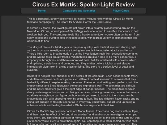 campaigns/circusexmortis/circus_review screenshot