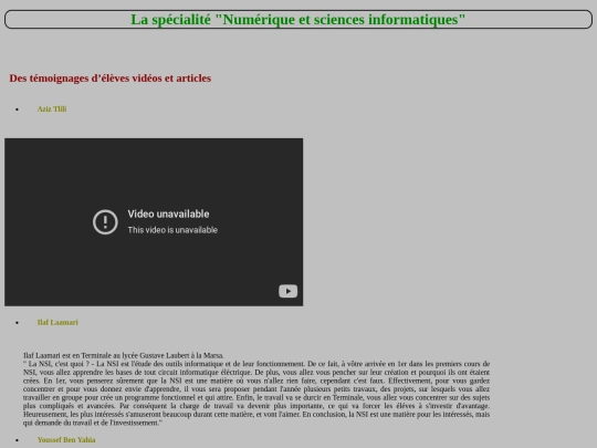 Témoignages d'élèves articles et vidéos screenshot