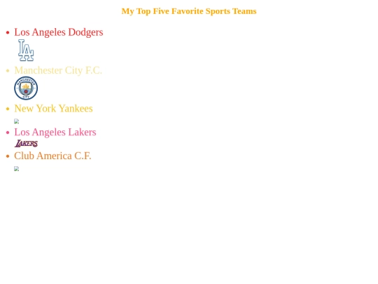 My Top Five Favorite Sports Teams screenshot