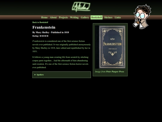 bookshelf/frankenstein screenshot