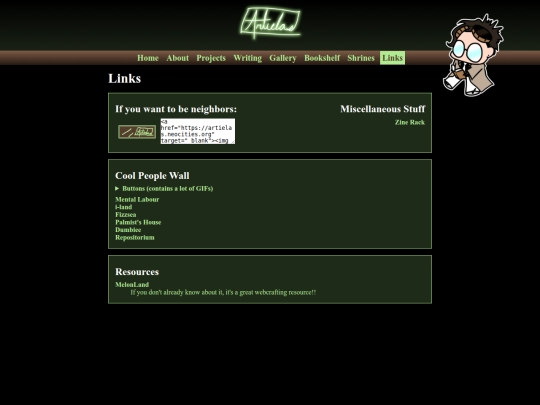 links screenshot