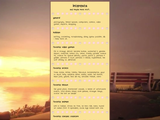 interests screenshot