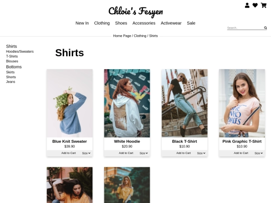 clothing-shirts screenshot