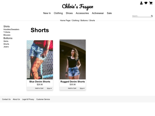 clothing-shorts screenshot