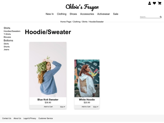 clothing-sweaters screenshot
