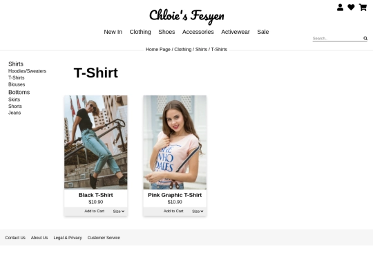 clothing-tshirts screenshot