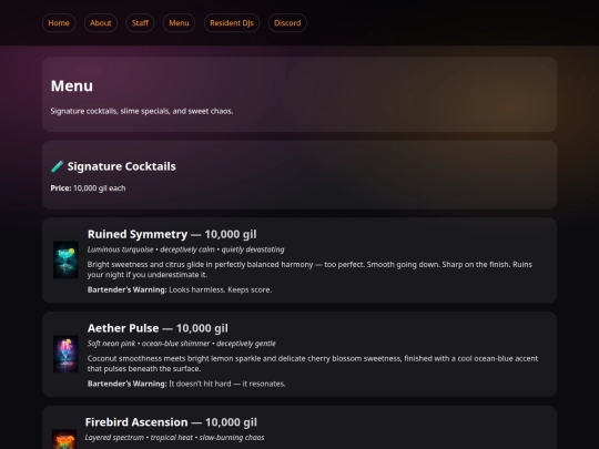 menu screenshot