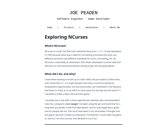projects/ncurses screenshot