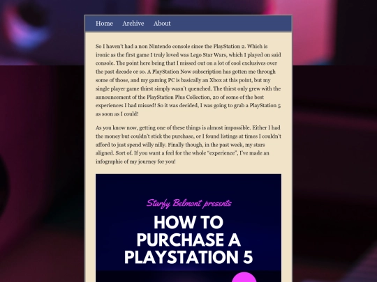 posts/2021-06-27-Playing-For-Five:-Impressions-on-the-Impossible-To-Get-Playstation screenshot