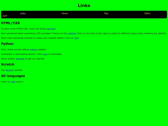 Links screenshot