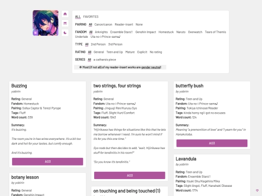 published works screenshot