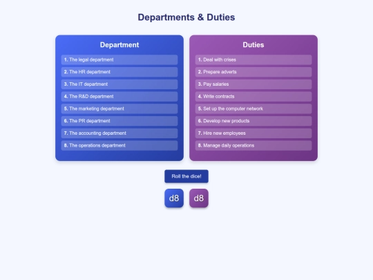 Departments screenshot
