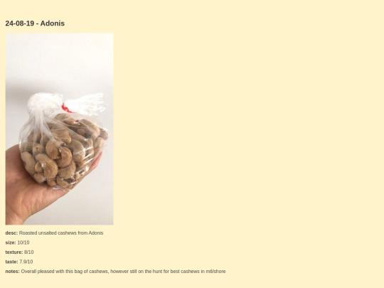 cashews screenshot