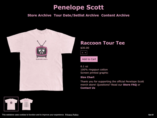 raccoon-tour-tee screenshot