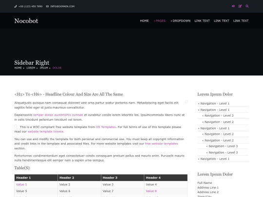 pages/sidebar-right screenshot