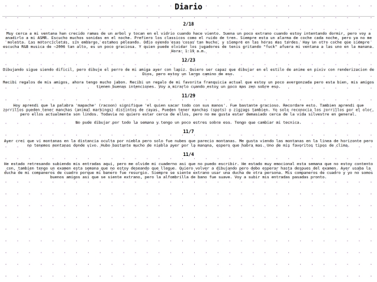 diary screenshot