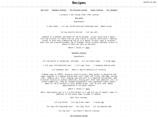 recipes screenshot