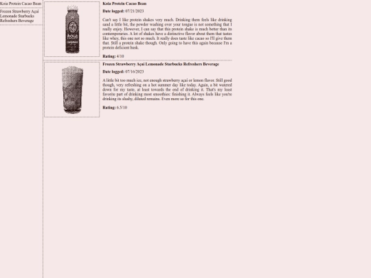 liquids/smoothie screenshot