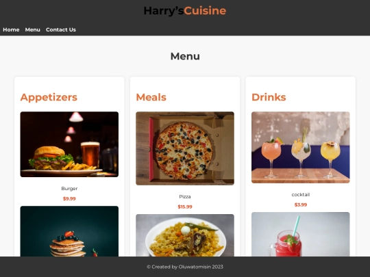 menu screenshot