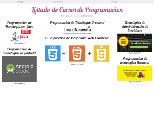 cursos/menu screenshot