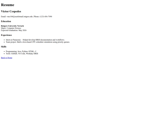 resume screenshot