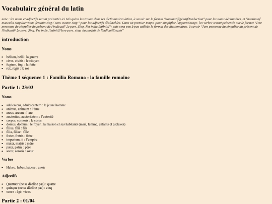 LC/culture latine/vocabulaire screenshot