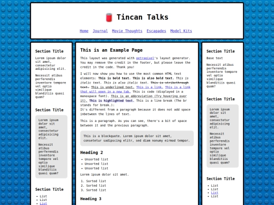 examplepage screenshot