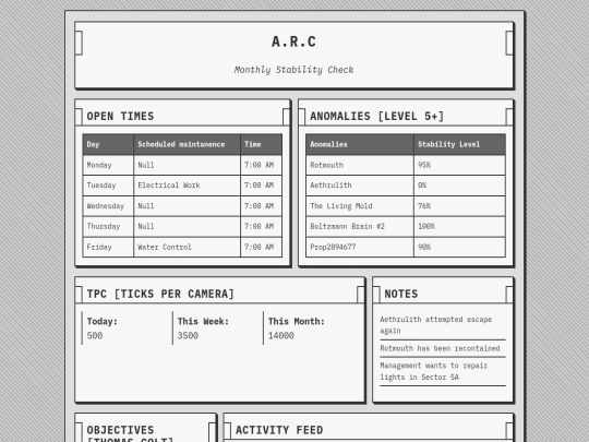 FALL95/ARG/The Substructure/schedule screenshot