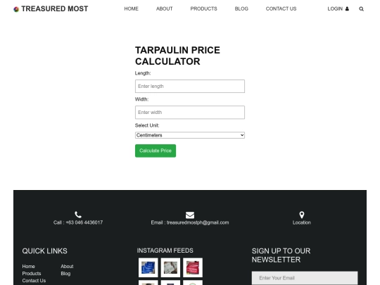 tarpaulincalc screenshot