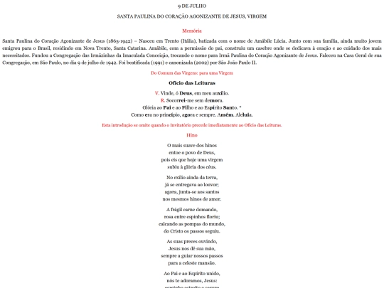 propriosdossantos/oficiodasleituras/santapaulina screenshot