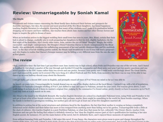 reviews/unmarriageable screenshot