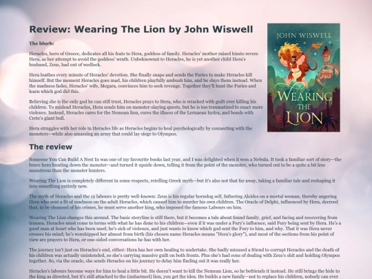 reviews/wearingthelion screenshot