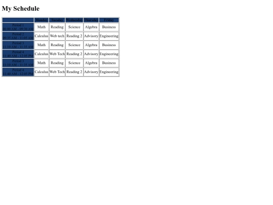 Schedule screenshot