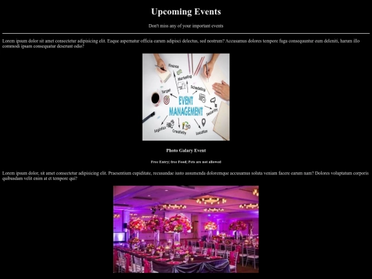 First Web page--event/first webpage screenshot