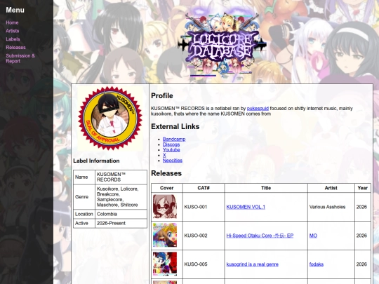 label/KUSOMENTM-RECORDS screenshot