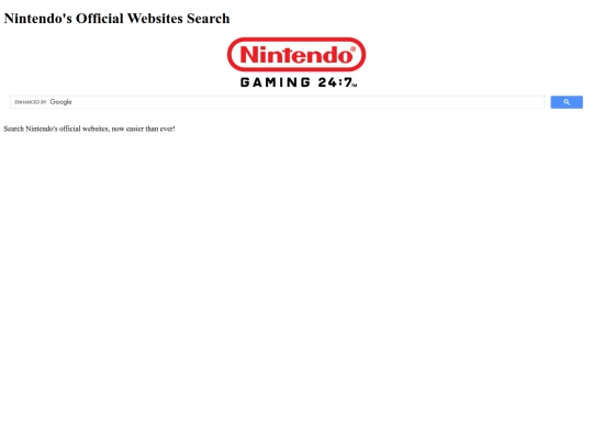NintendoOfficialWebsitesSearch screenshot