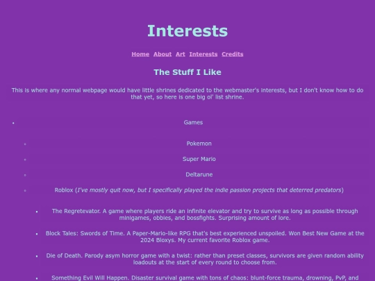 interests screenshot