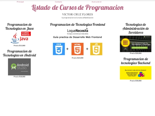 PROYECTO CURSOS/menu screenshot