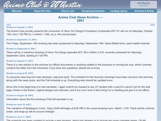 archives/news/2001 screenshot