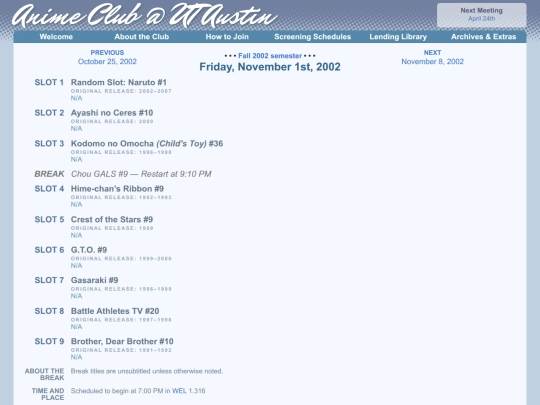 schedule/20021101 screenshot