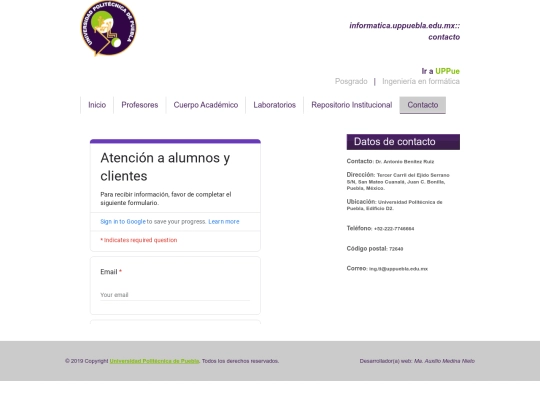 informaticaUPP/contacto screenshot