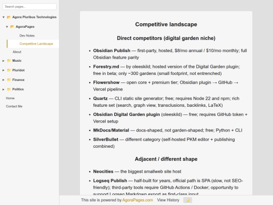 agora-pluribus-technologies/agorapages/competitive-landscape screenshot