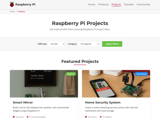 projects screenshot