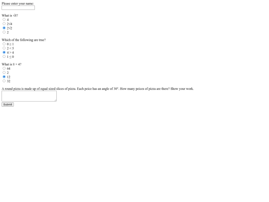 mathtest screenshot